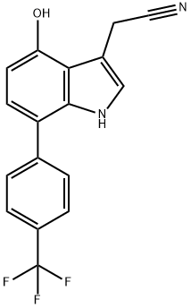 4-Hydroxy-7-(4-(trifluoromethyl)phenyl)indole-3-acetonitrile Structure