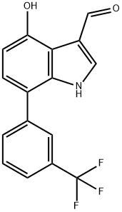 4-Hydroxy-7-(3-(trifluoromethyl)phenyl)indole-3-carboxaldehyde Structure