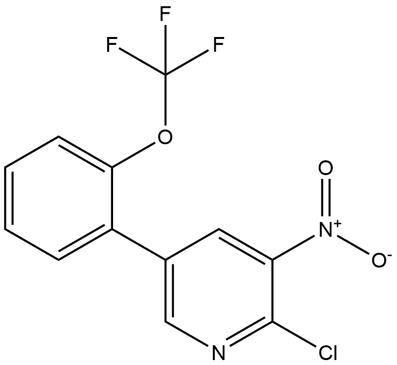 2-chloro-3-nitro-5-(2-(trifluoromethoxy)phenyl)pyridine Structure