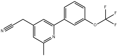 2-Methyl-6-(3-(trifluoromethoxy)phenyl)pyridine-4-acetonitrile Structure