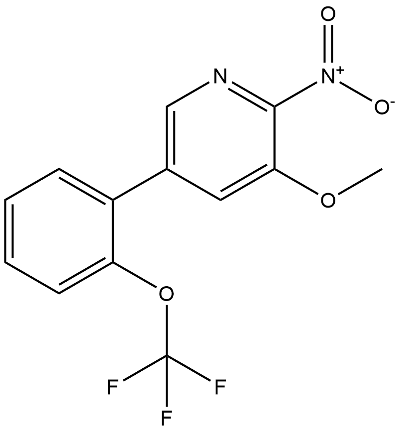 3-methoxy-2-nitro-5-(2-(trifluoromethoxy)phenyl)pyridine Structure