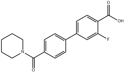 2-Fluoro-4-[4-(piperidine-1-carbonyl)phenyl]benzoic acid Structure