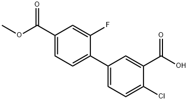 2-Chloro-5-(2-fluoro-4-methoxycarbonylphenyl)benzoic acid Structure