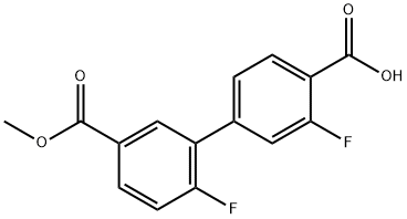 2-Fluoro-4-(2-fluoro-5-methoxycarbonylphenyl)benzoic acid Structure