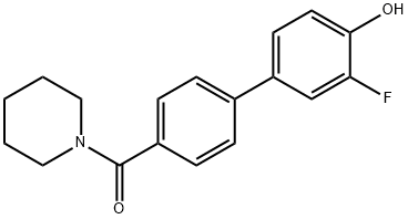 2-Fluoro-4-[4-(piperidine-1-carbonyl)phenyl]phenol Structure