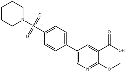 2-Methoxy-5-[4-(piperidin-1-ylsulfonyl)phenyl]nicotinic acid Structure