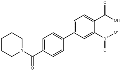 2-Nitro-4-[4-(piperidine-1-carbonyl)phenyl]benzoic acid Structure