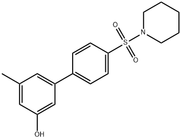 3-Methyl-5-[4-(piperidin-1-ylsulfonyl)phenyl]phenol Structure