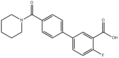 2-Fluoro-5-[4-(piperidine-1-carbonyl)phenyl]benzoic acid Structure