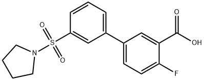 2-Fluoro-5-[3-(pyrrolidinylsulfonyl)phenyl]benzoic acid Structure