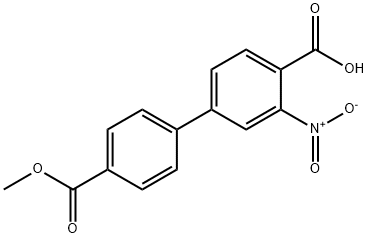 4-(4-Methoxycarbonylphenyl)-2-nitrobenzoic acid 구조식 이미지