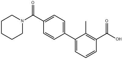 2-Methyl-3-[4-(piperidine-1-carbonyl)phenyl]benzoic acid Structure