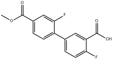 2-Fluoro-5-(2-fluoro-4-methoxycarbonylphenyl)benzoic acid Structure