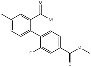 2-(2-Fluoro-4-methoxycarbonylphenyl)-5-methylbenzoic acid Structure