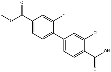 2-Chloro-4-(2-fluoro-4-methoxycarbonylphenyl)benzoic acid Structure