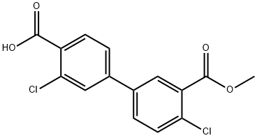 2-Chloro-4-(4-chloro-3-methoxycarbonylphenyl)benzoic acid Structure