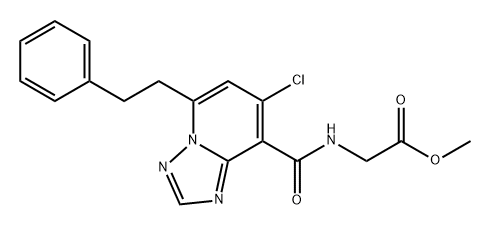 Glycine, N-[[7-chloro-5-(2-phenylethyl)[1,2,4]triazolo[1,5-a]pyridin-8-yl]carbonyl]-, methyl ester 구조식 이미지