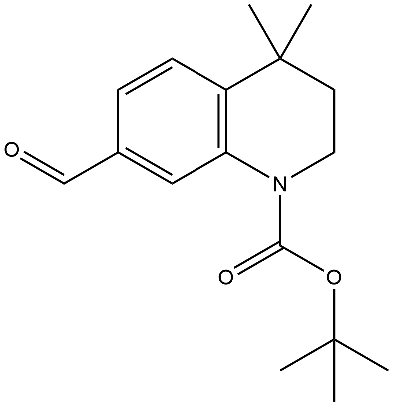 tert-butyl 7-formyl-4,4-dimethyl-1,2,3,4-tetrahydroquinoline-1-carboxylate 구조식 이미지