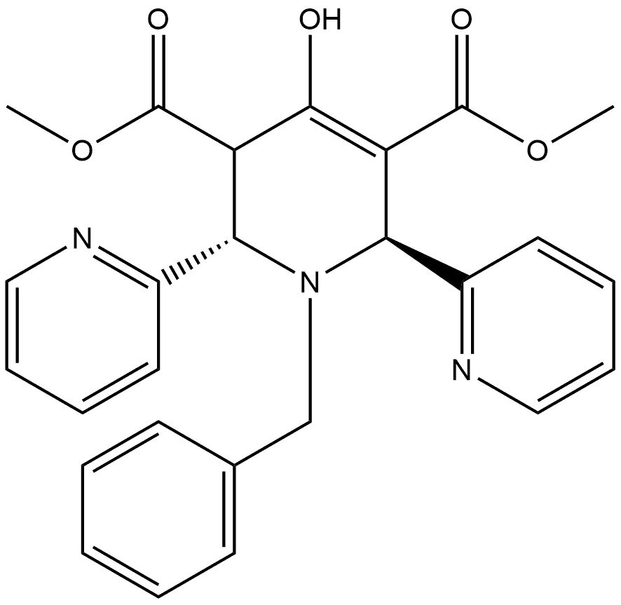 [2,2':6',2''-Terpyridine]-3',5'-dicarboxylic acid, 1',2',3',6'-tetrahydro-4'-hydroxy-1'-(phenylmethyl)-, dimethyl ester, (2α,5α,6β)- (9CI) Structure