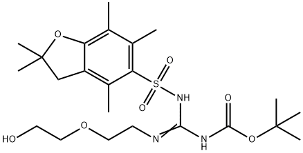 2-{2-[N-t-Butyloxycarbonyl-N''-(2,2,4,6,7-pentamethyldihydrobenzofuran-5-sulfonyl)amidino]ethoxy}ethanol Structure