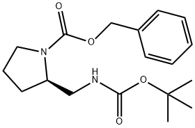 1-Pyrrolidinecarboxylic acid, 2-[[[(1,1-dimethylethoxy)carbonyl]amino]methyl]-, phenylmethyl ester, (2R)- Structure