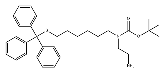 Carbamic acid, N-(2-aminoethyl)-N-[6-[(triphenylmethyl)thio]hexyl]-, 1,1-dimethylethyl ester Structure