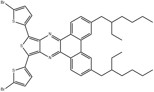 10,12-bis(5-bromothiophen-2-yl)-3,6-bis(2-ethylhexyl)dibenzo[f,h]thieno[3,4-b]quinoxaline 구조식 이미지
