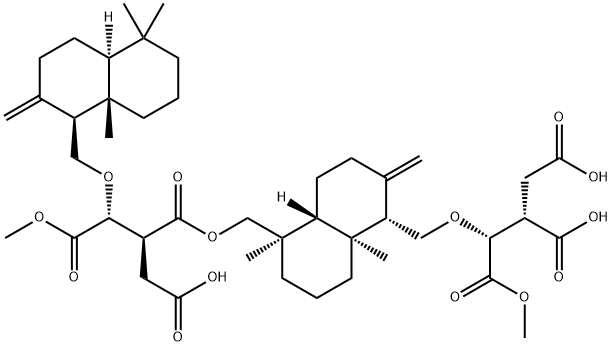 1,2,3-Propanetricarboxylic acid, 1-[[(1S,4aR,5R,8aS)-5-[[(2S,3R)-2-(carboxymethyl)-3-[[(1S,4aS,8aS)-decahydro-5,5,8a-trimethyl-2-methylene-1-naphthalenyl]methoxy]-4-methoxy-1,4-dioxobutoxy]methyl]decahydro-5,8a-dimethyl-2-methylene-1-naphthalenyl]methoxy]-, 1-methyl ester, (1R,2S)- (9CI) 구조식 이미지