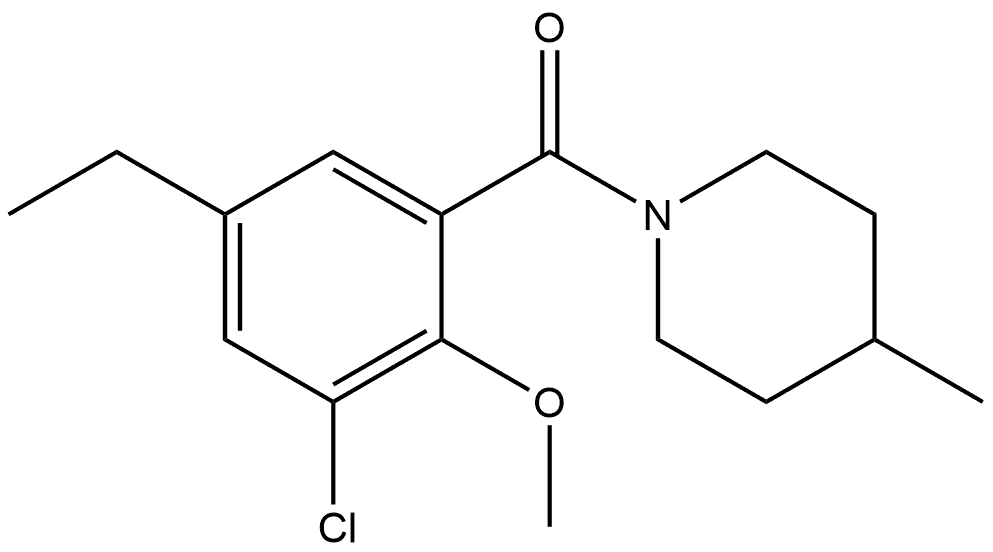 (3-Chloro-5-ethyl-2-methoxyphenyl)(4-methyl-1-piperidinyl)methanone Structure