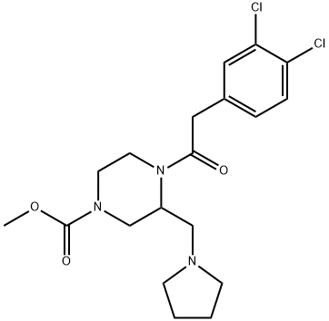 1-Piperazinecarboxylic acid, 4-[2-(3,4-dichlorophenyl)acetyl]-3-(1-pyrrolidinylmethyl)-, methyl ester Structure