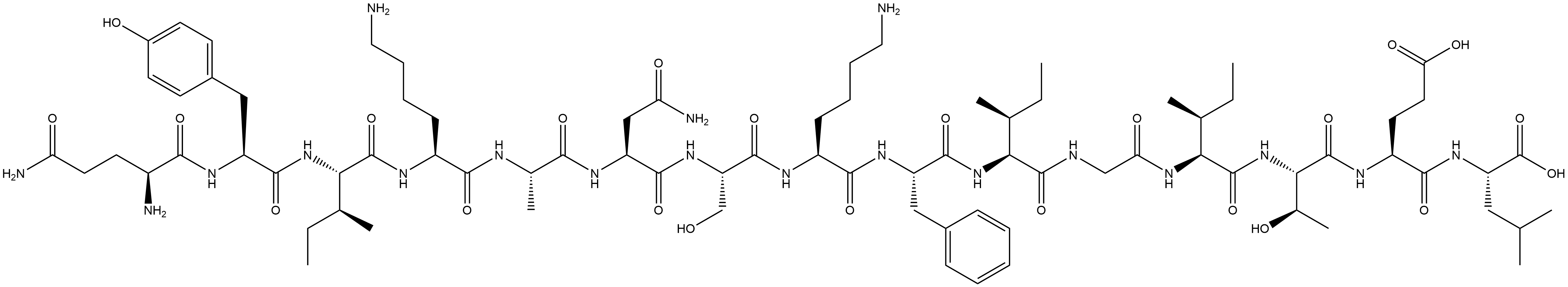 L-Leucine, L-glutaminyl-L-tyrosyl-L-isoleucyl-L-lysyl-L-alanyl-L-asparaginyl-L-seryl-L-lysyl-L-phenylalanyl-L-isoleucylglycyl-L-isoleucyl-L-threonyl-L-α-glutamyl- Structure