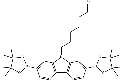 9H-Carbazole, 9-(6-bromohexyl)-2,7-bis(4,4,5,5-tetramethyl-1,3,2-dioxaborolan-2-yl)- Structure