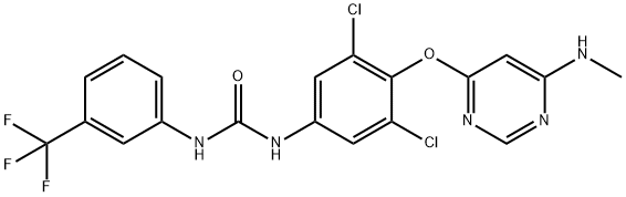 Urea, N-[3,5-dichloro-4-[[6-(methylamino)-4-pyrimidinyl]oxy]phenyl]-N'-[3-(trifluoromethyl)phenyl]- Structure