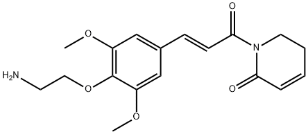 2(1H)-Pyridinone, 1-[(2E)-3-[4-(2-aminoethoxy)-3,5-dimethoxyphenyl]-1-oxo-2-propen-1-yl]-5,6-dihydro- Structure