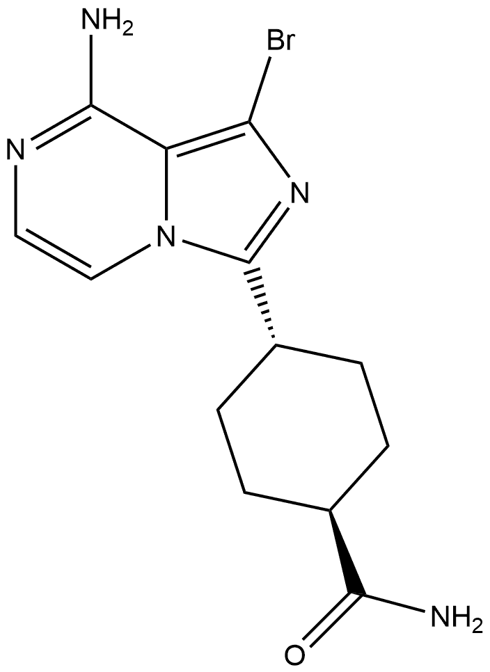 trans-4-(8-Amino-1-bromoimidazo[1,5-a]pyrazin-3-yl)cyclohexanecarboxamide 구조식 이미지