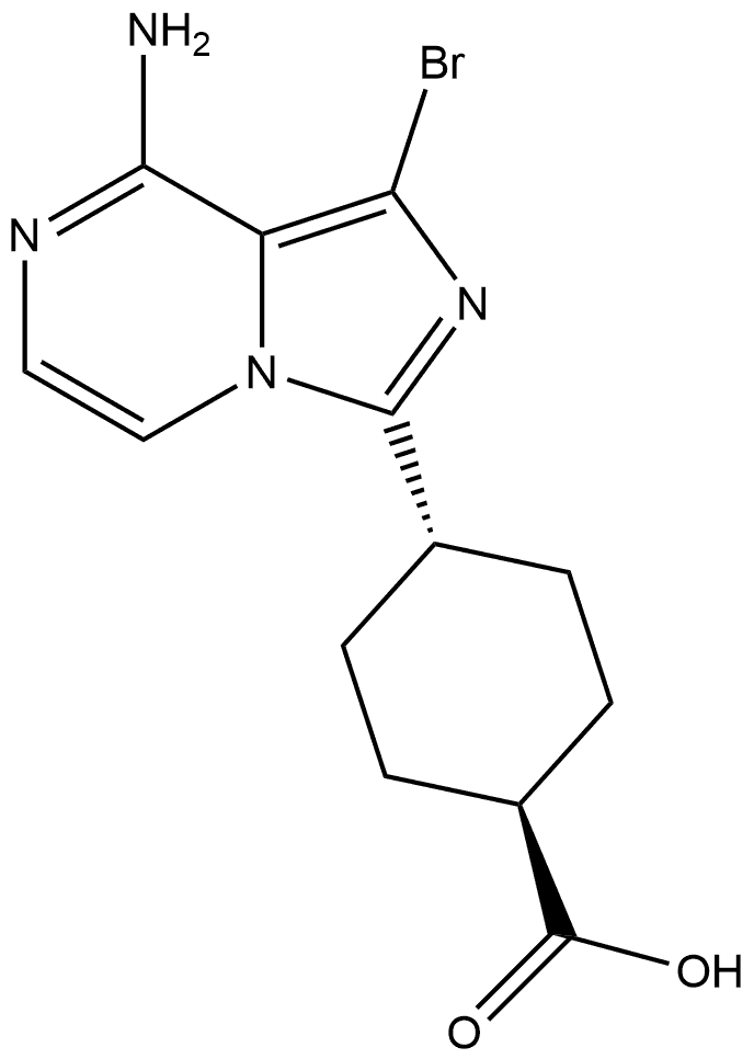 trans-4-(8-Amino-1-bromoimidazo[1,5-a]pyrazin-3-yl)cyclohexanecarboxylic acid Structure