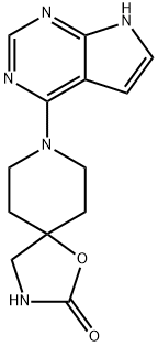 8-(7H-Pyrrolo[2,3-d]pyrimidin-4-yl)-1-oxa-3,8-diazaspiro[4.5]decan-2-one 구조식 이미지