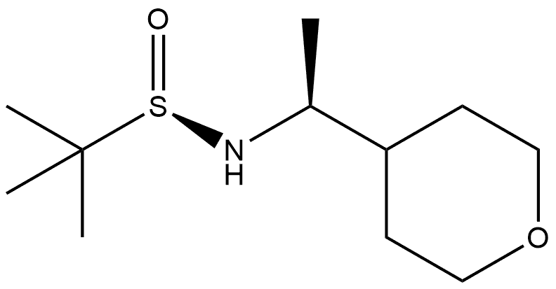 2-Propanesulfinamide, 2-methyl-N-[(1S)-1-(tetrahydro-2H-pyran-4-yl)ethyl]-, [S(R)]- 구조식 이미지