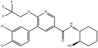 3-Pyridinecarboxamide, 5-(3,4-dichlorophenyl)-N-[(1R,2R)-2-hydroxycyclohexyl]-6-(2,2,2-trifluoroethoxy)- Structure
