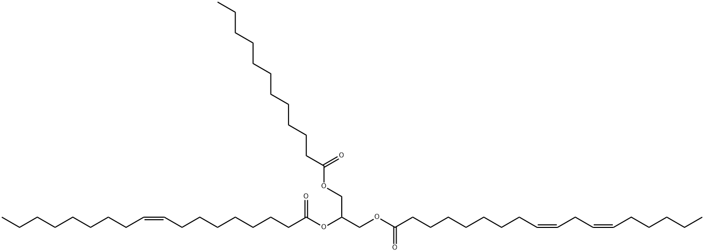 9,12-Octadecadienoic acid (9Z,12Z)-, 3-[(1-oxododecyl)oxy]-2-[[(9Z)-1-oxo-9-octadecenyl]oxy]propyl ester Structure