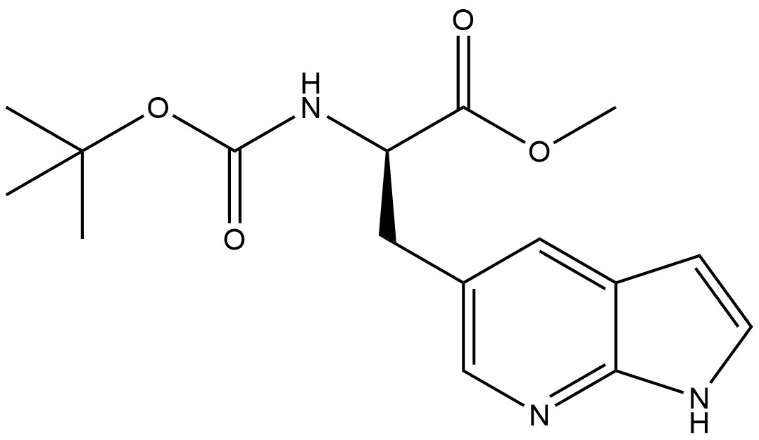 (R)-Methyl 2-((tert-butoxycarbonyl)amino)-3-(1H-pyrrolo[2,3-b]pyridin-5-yl)propanoate Structure