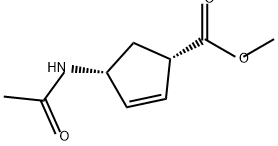 2-Cyclopentene-1-carboxylic acid, 4-(acetylamino)-, methyl ester, (1S-cis)- (9CI) 구조식 이미지