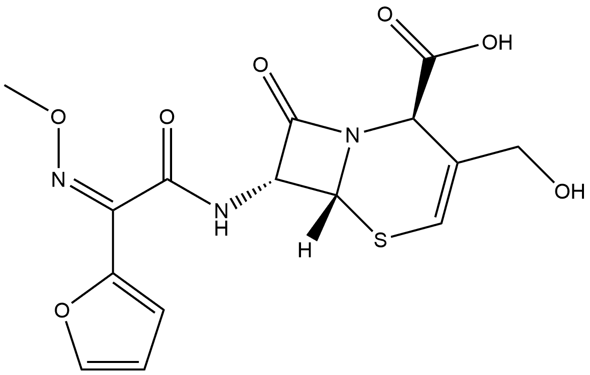 5-Thia-1-azabicyclo[4.2.0]oct-3-ene-2-carboxylic acid, 7-[[2-furanyl(methoxyimino)acetyl]amino]-3-(hydroxymethyl)-8-oxo-, [2R-[2α,6α,7β(Z)]]- (9CI) 구조식 이미지