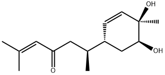 2-Hepten-4-one, 6-[(1R,4R,5S)-4,5-dihydroxy-4-methyl-2-cyclohexen-1-yl]-2-methyl-, (6S)- Structure