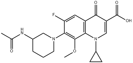 3-Quinolinecarboxylic acid, 7-[3-(acetylamino)-1-piperidinyl]-1-cyclopropyl-6-fluoro-1,4-dihydro-8-methoxy-4-oxo- Structure