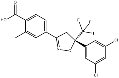 Benzoic acid, 4-[(5S)-5-(3,5-dichlorophenyl)-4,5-dihydro-5-(trifluoromethyl)-3-isoxazolyl]-2-methyl- Structure