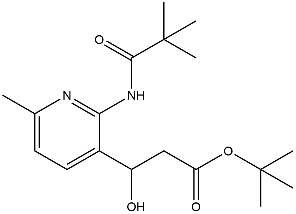 3-Pyridinepropanoic acid, 2-[(2,2-dimethyl-1-oxopropyl)amino]-β-hydroxy-6-methyl-, 1,1-dimethylethyl ester 구조식 이미지