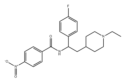 Benzamide, N-[2-(1-ethyl-4-piperidinyl)-1-(4-fluorophenyl)ethyl]-4-nitro- 구조식 이미지