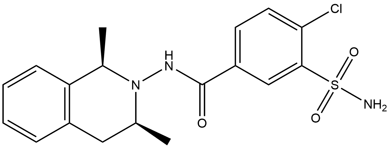 rel-3-(Aminosulfonyl)-4-chloro-N-[(1R,3S)-3,4-dihydro-1,3-dimethyl-2(1H)-isoquinolinyl]benzamide Structure