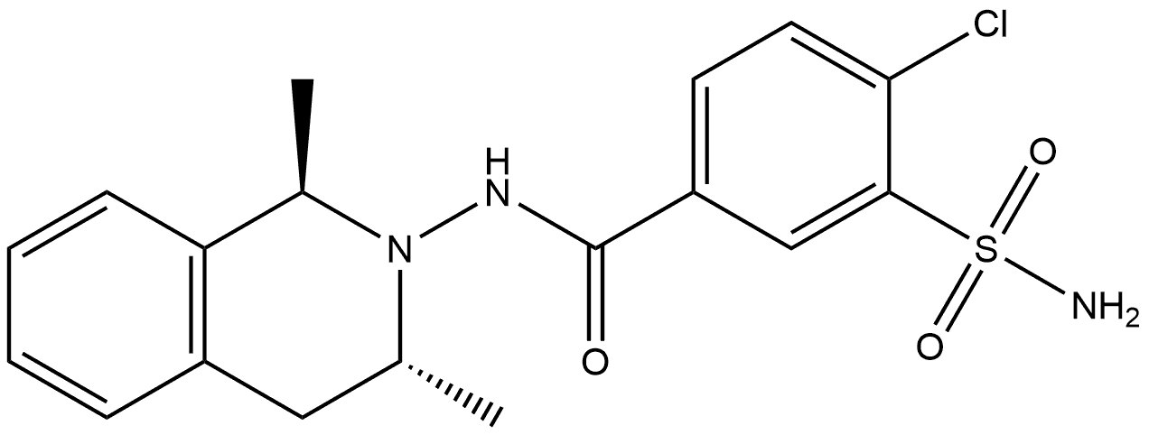 rel-3-(Aminosulfonyl)-4-chloro-N-[(1R,3R)-3,4-dihydro-1,3-dimethyl-2(1H)-isoquinolinyl]benzamide Structure